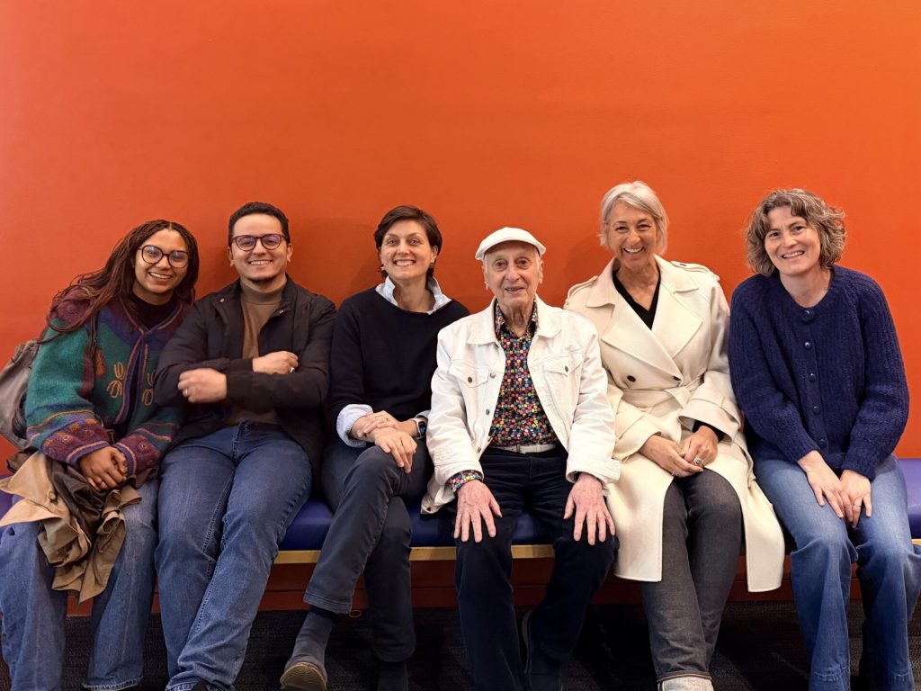 Michel Ocelot with Yassine Ait Ali and the team of Villa Albertine, Charlotte Deflassieux, Nathalie Charles, Sandrine Neveux and Yaléwé Togo.